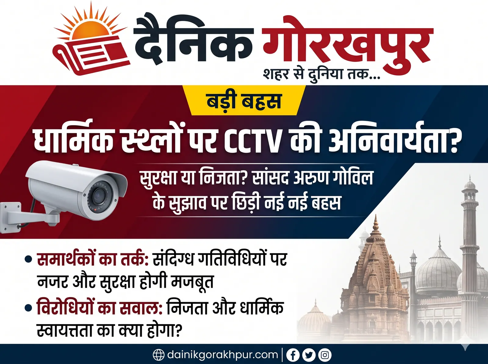 धार्मिक स्थलों पर सुरक्षा निगरानी को लेकर नई बहस:   मस्जिदों में CCTV कैमरों की अनिवार्यता पर बंटी राय